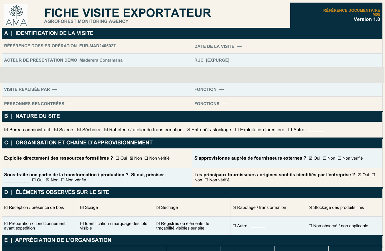 Exemple de fiche de visite fournisseur