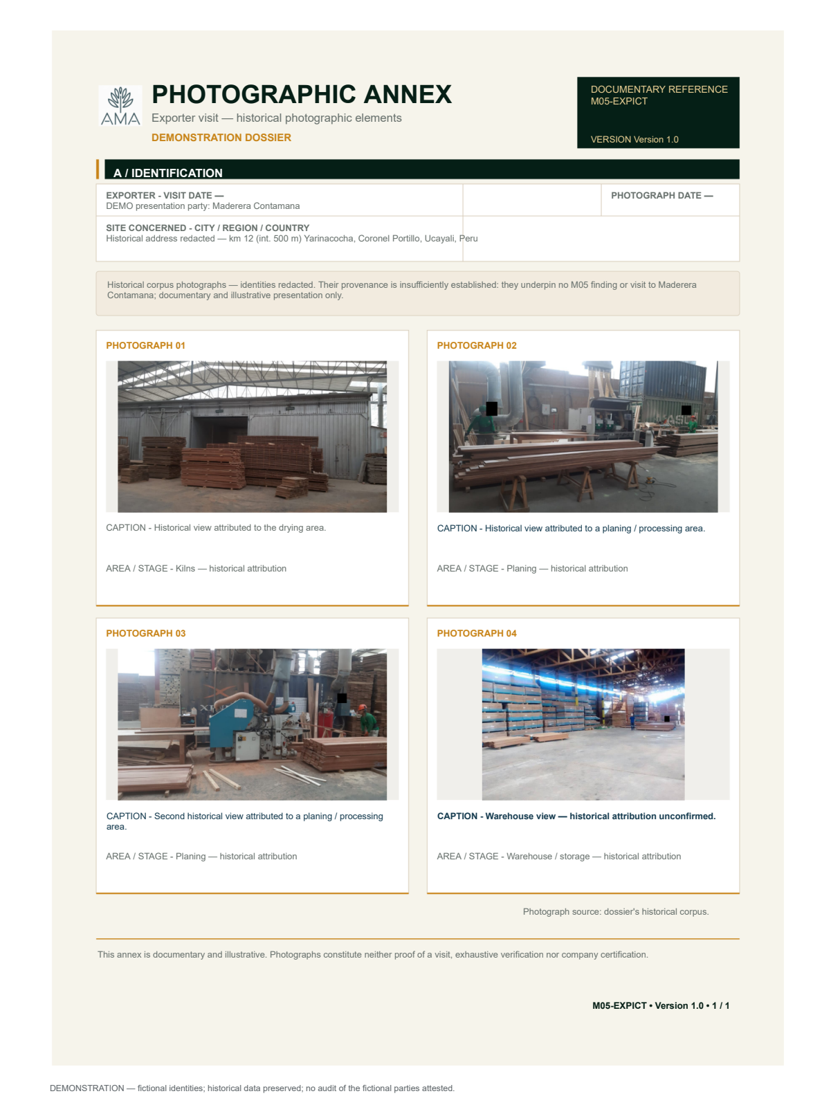 Photographic annex associated with a supplier visit