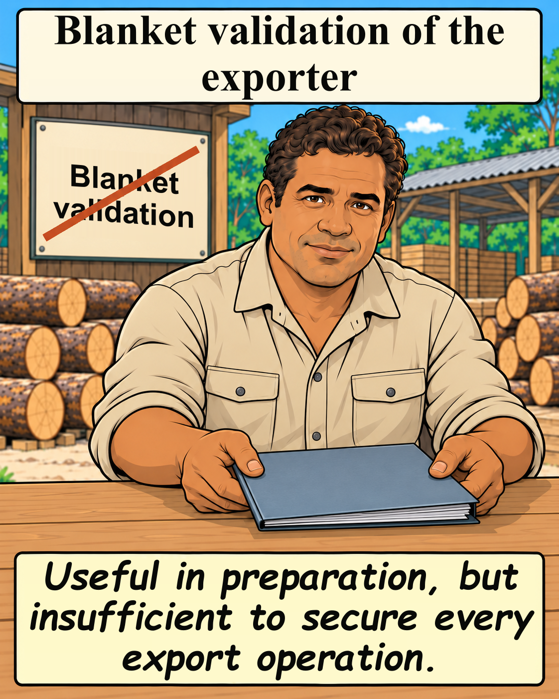 Blanket validation of the exporter does not secure every export operation.