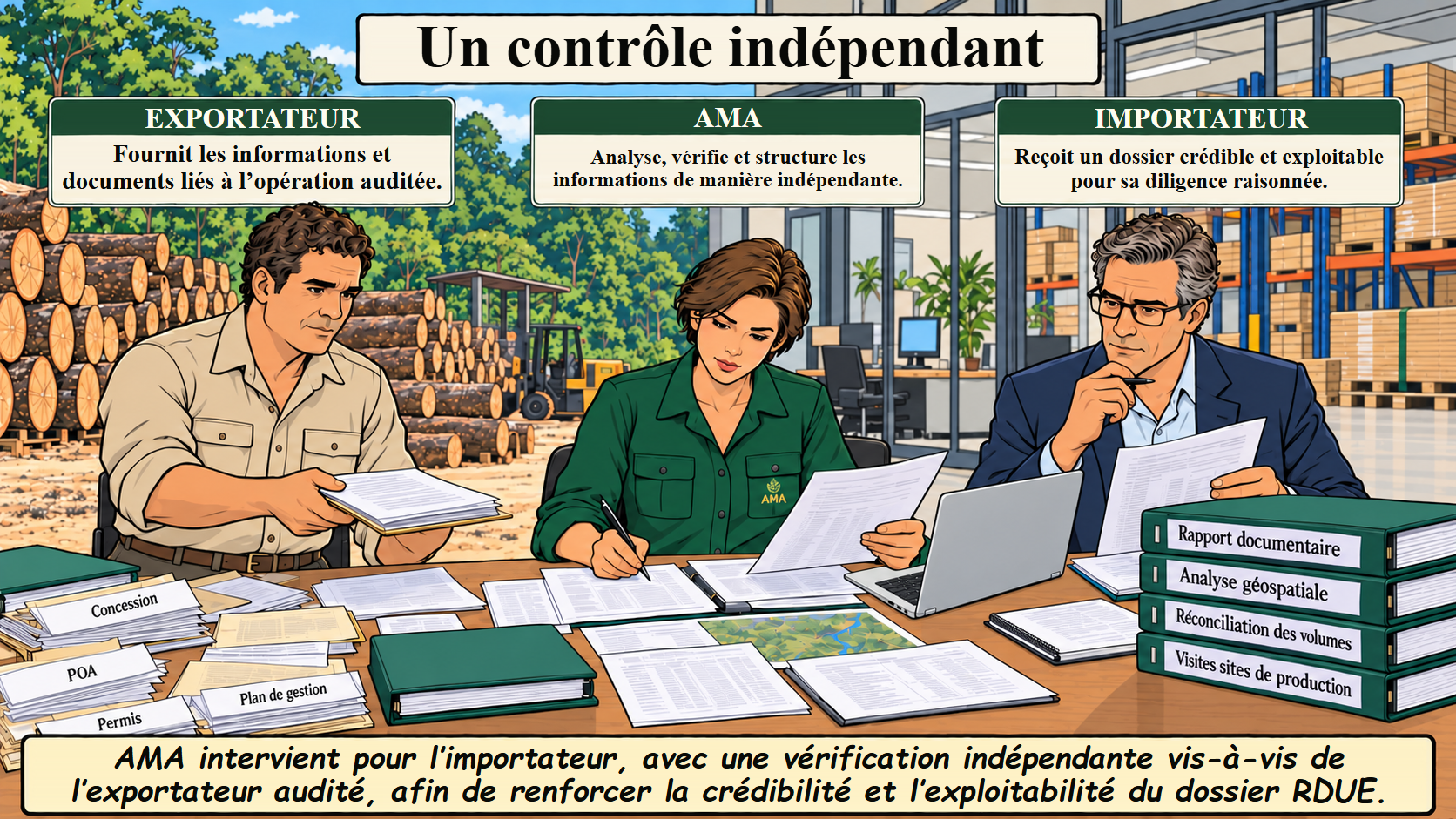 Un contrôle indépendant : exportateur, AMA et importateur